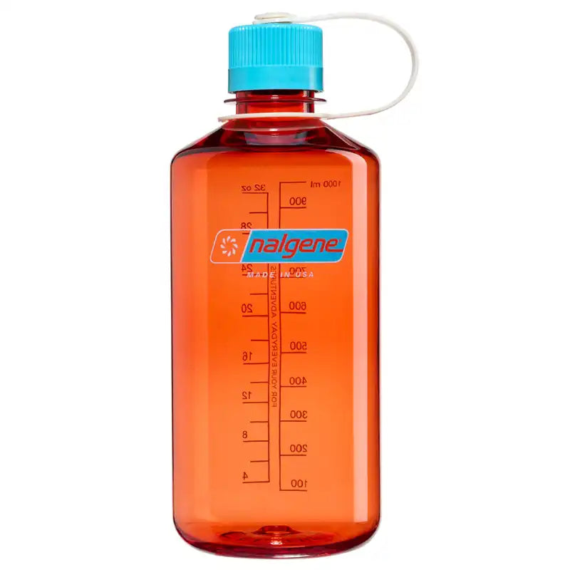 Orange and blue Nalgene 32oz Narrow mouth Water Bottle