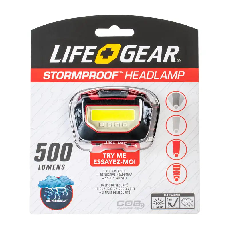 Life Gear stormproof headlamp packaging