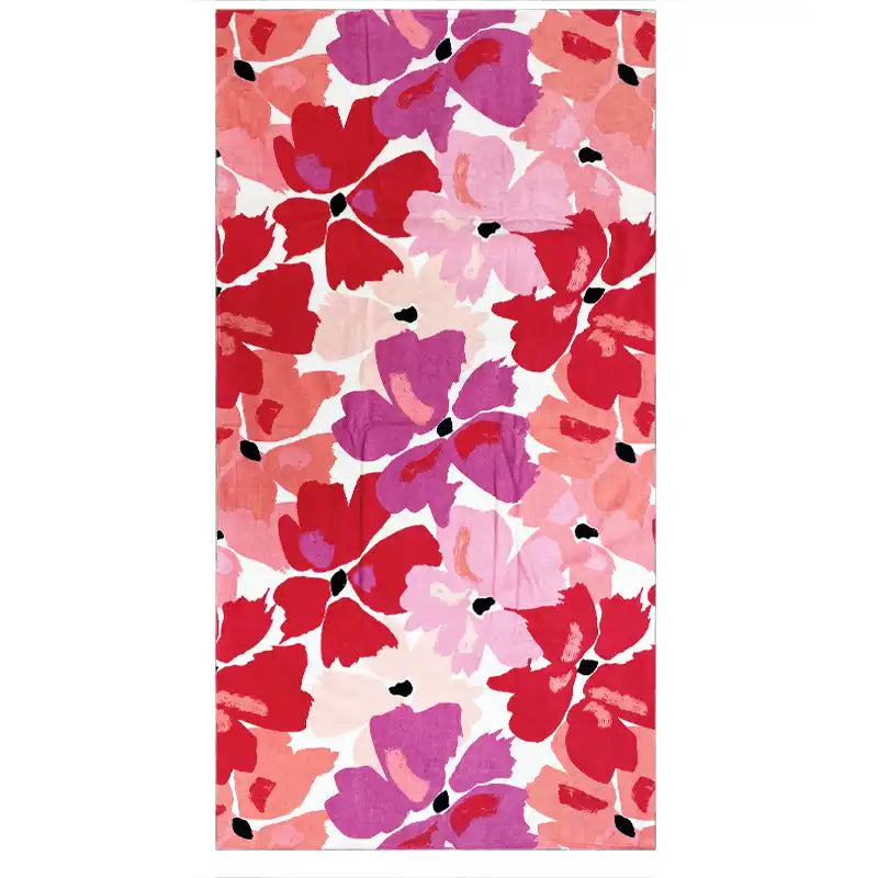Cotton Velour Beach Towel - Flowers