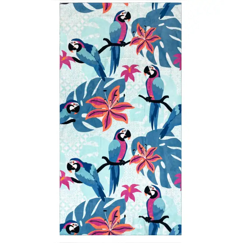 Cotton Velour Beach Towel - Parrots
