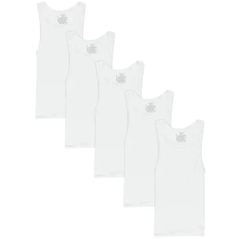 5 White aframe tank tops
