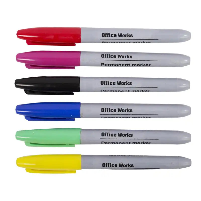 Office Works Colour Waterproof Markers 6pk