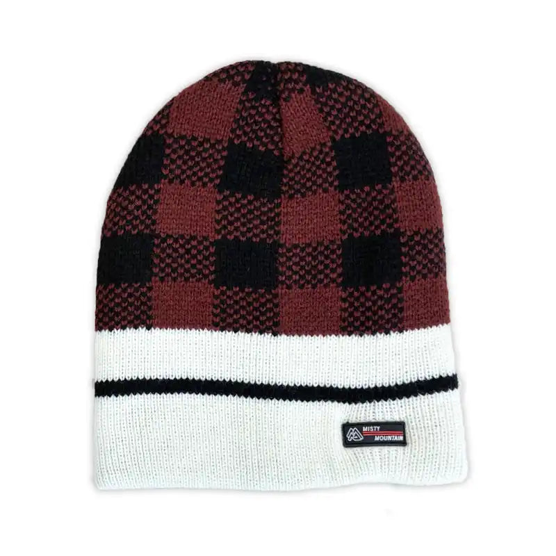 Red Plaid Knit Beanie