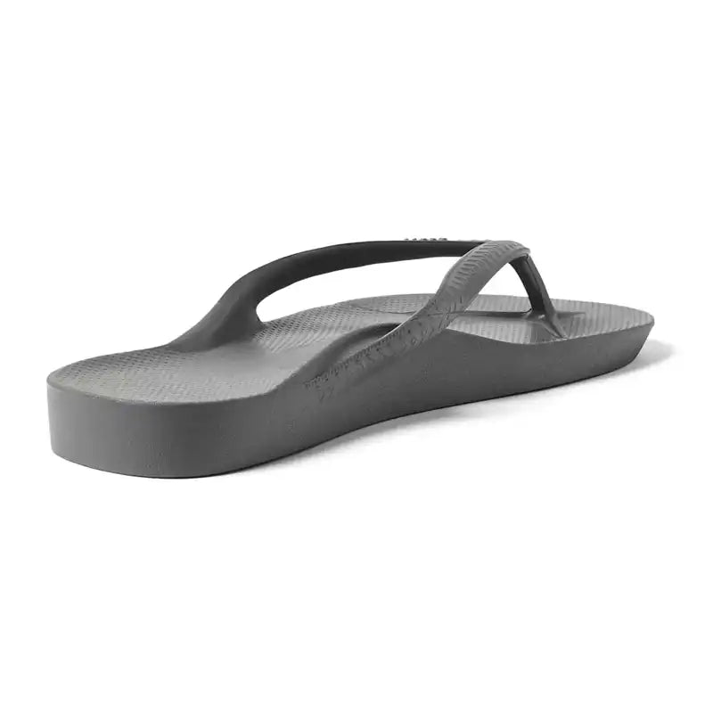 Grey lip flops with arch support