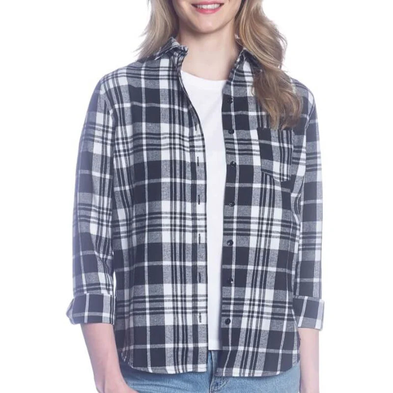 DKR Women's Flannel Shirt Black Plaid