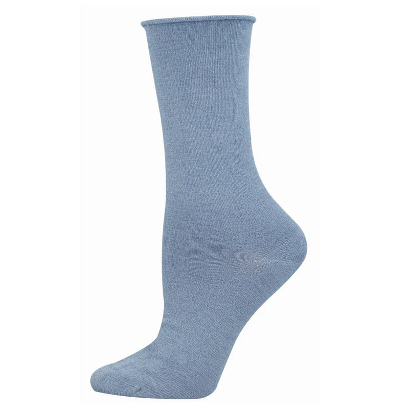 Chambray Blue Women's Bamboo Roll Top Socks