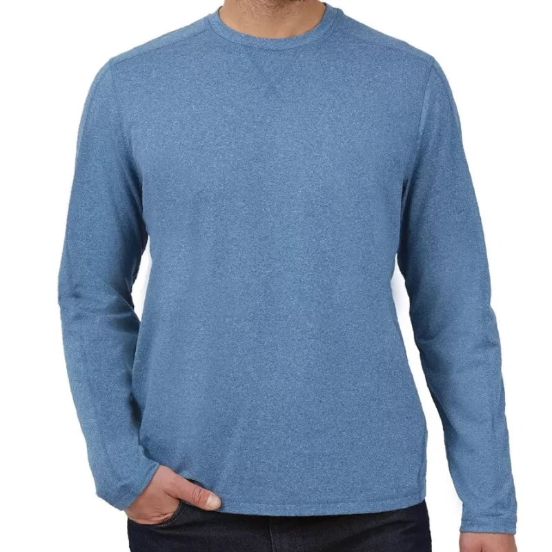 Super Soft Men's Long Sleeve Sueded Tee ight Blue