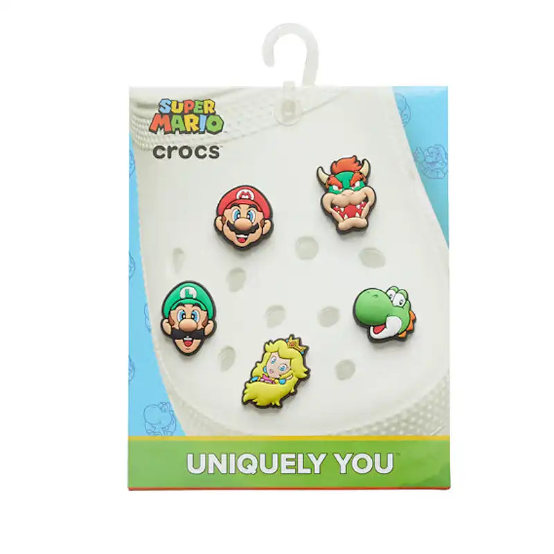 Super Mario-themed croc charms packaging with characters
