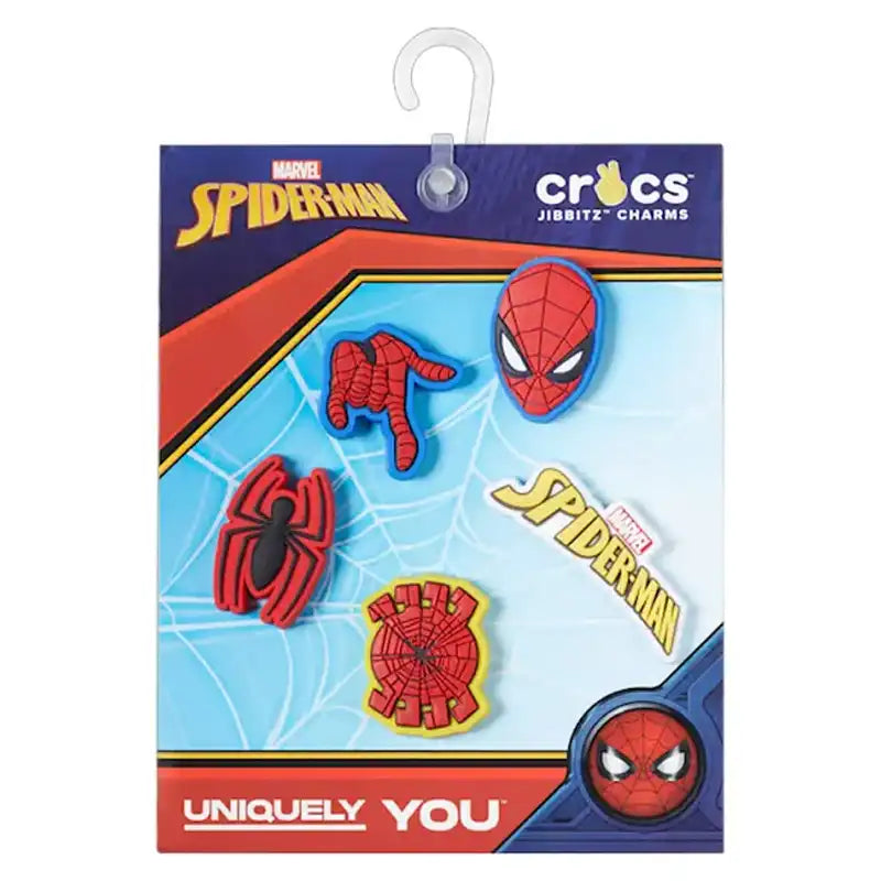 Packaged Spider-Man charms with Crocs branding