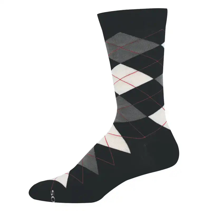 Black Men's Bamboo Argyle Socks