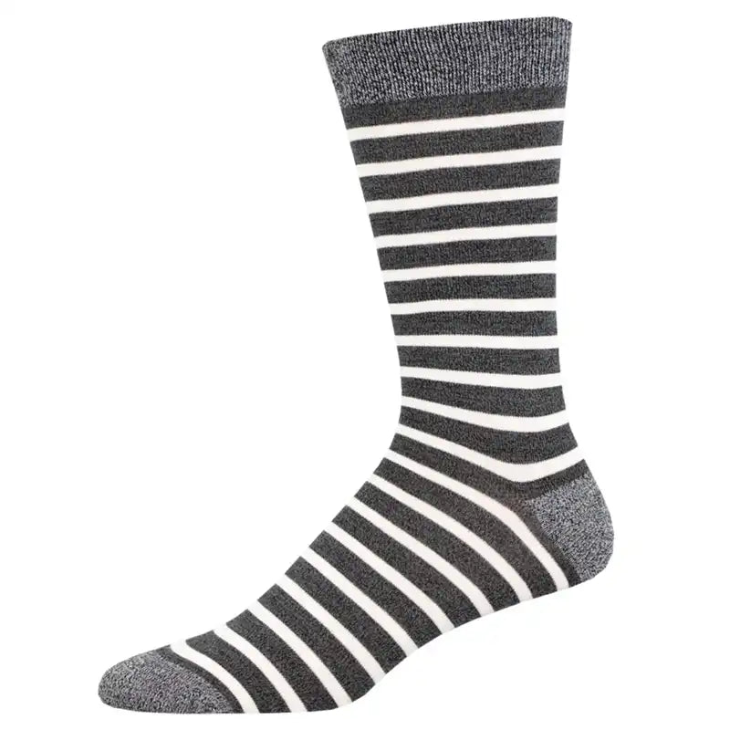 Charcoal Grey and White Men's Bamboo Stripe Socks
