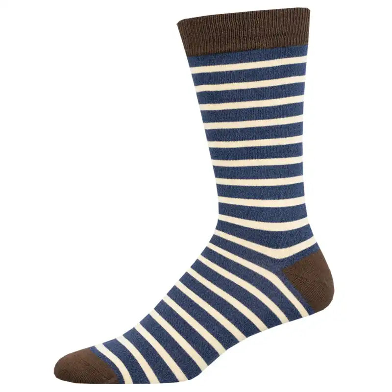 Navy and White Men's Bamboo Stripe