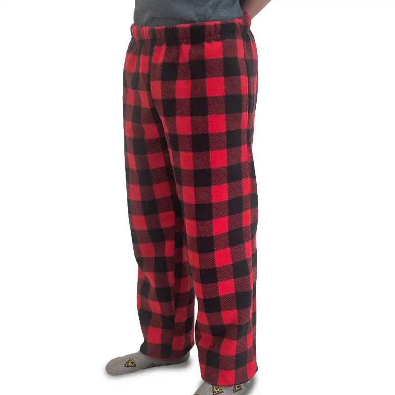 Red and black plaid Stone Peak polar fleece pants