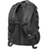 Black tactical backpack shown from the back, featuring a breathable mesh back panel, padded shoulder straps with quick-release buckles, and side compression straps,