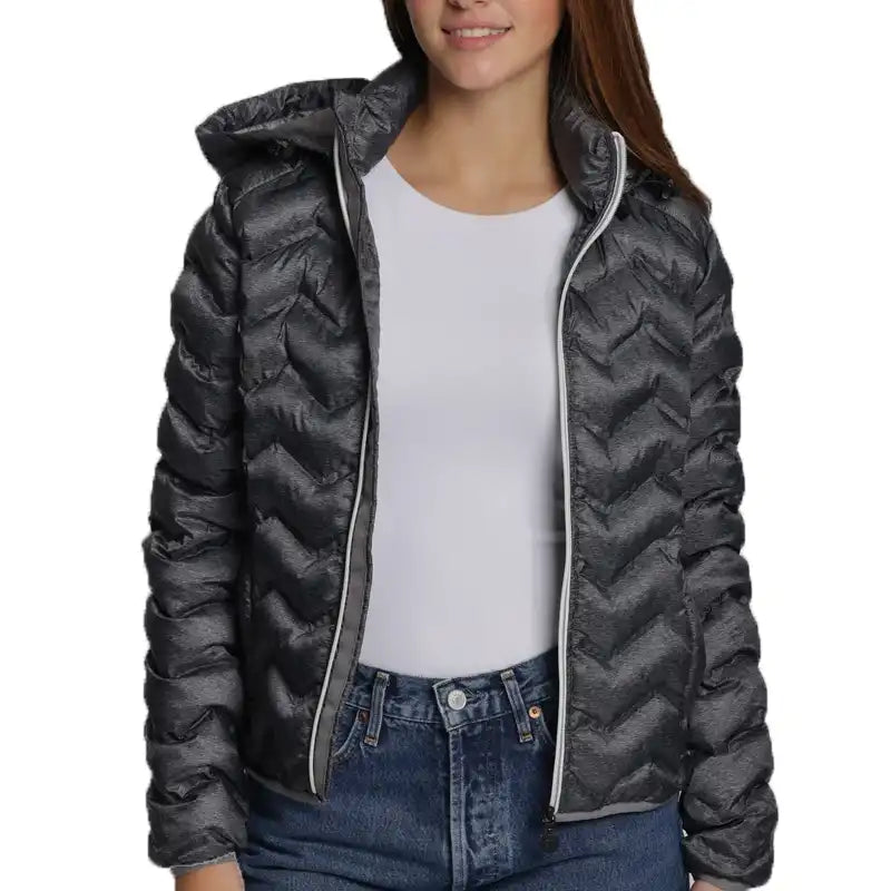 O8 Women's Packable Puffer Jacket Heather Grey