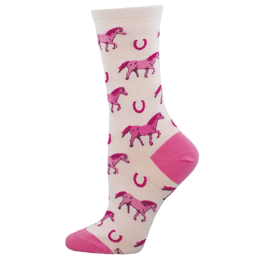 'Fuchsia Horse Society' Women's cotton novelty socks