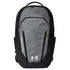 A gray and black Under Armour backpack shown from the front