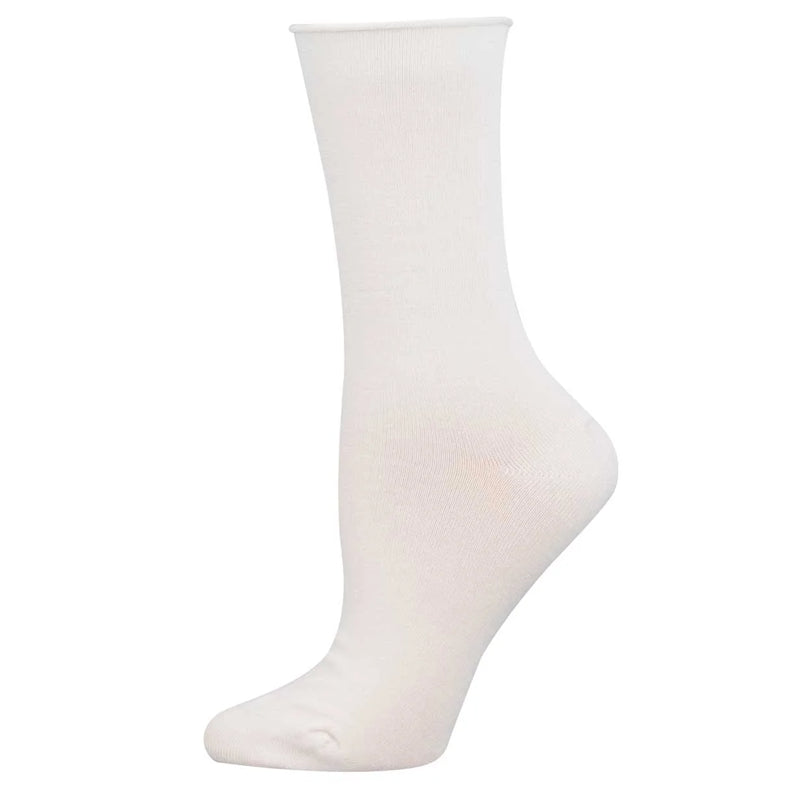 White Women's Bamboo Roll Top Socks