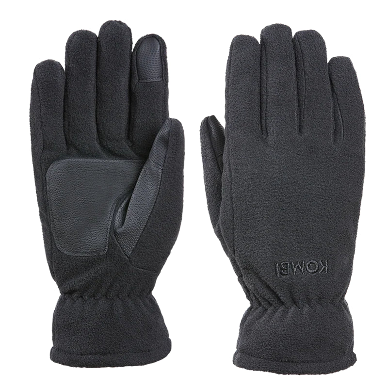 Kombi WindGuardian Fleece Gloves Front and Back in Black