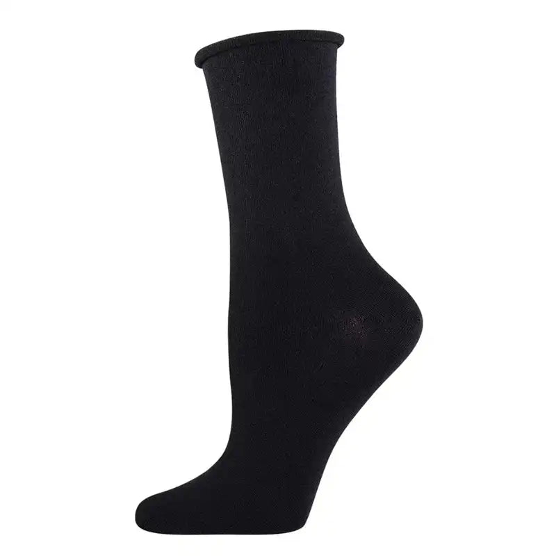 Black Women's Bamboo Roll Top Socks