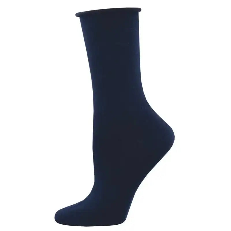 Navy Women's Bamboo Roll Top Socks
