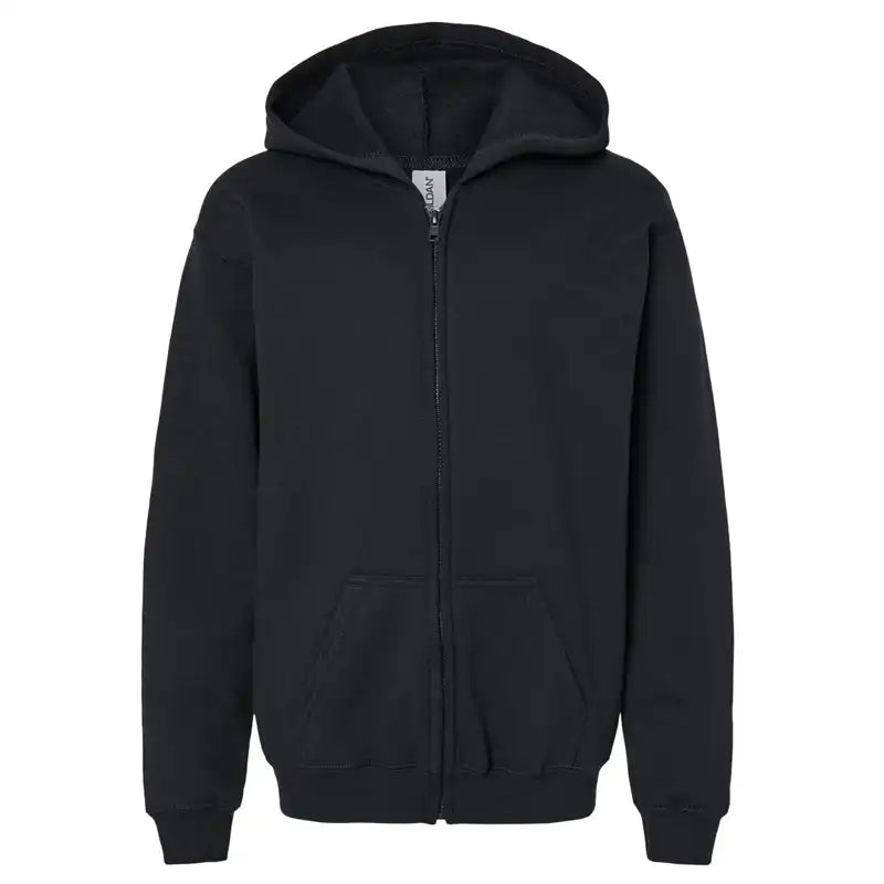 Kids Black Gildan zip Hood