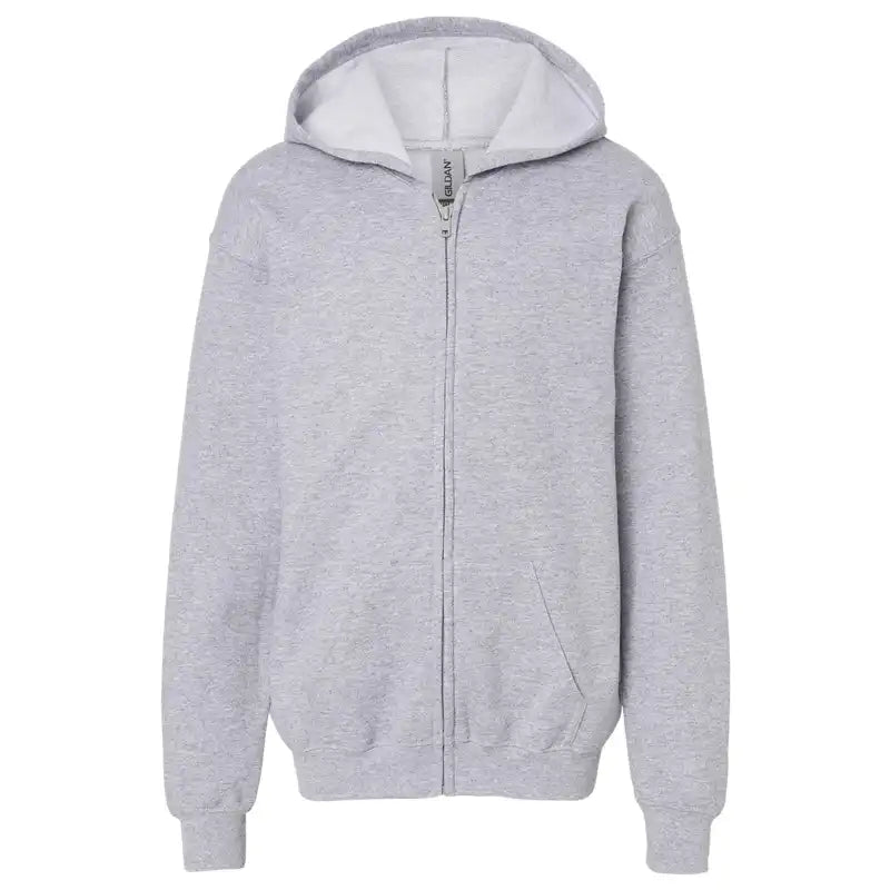 Grey Gildan kids zip up hood