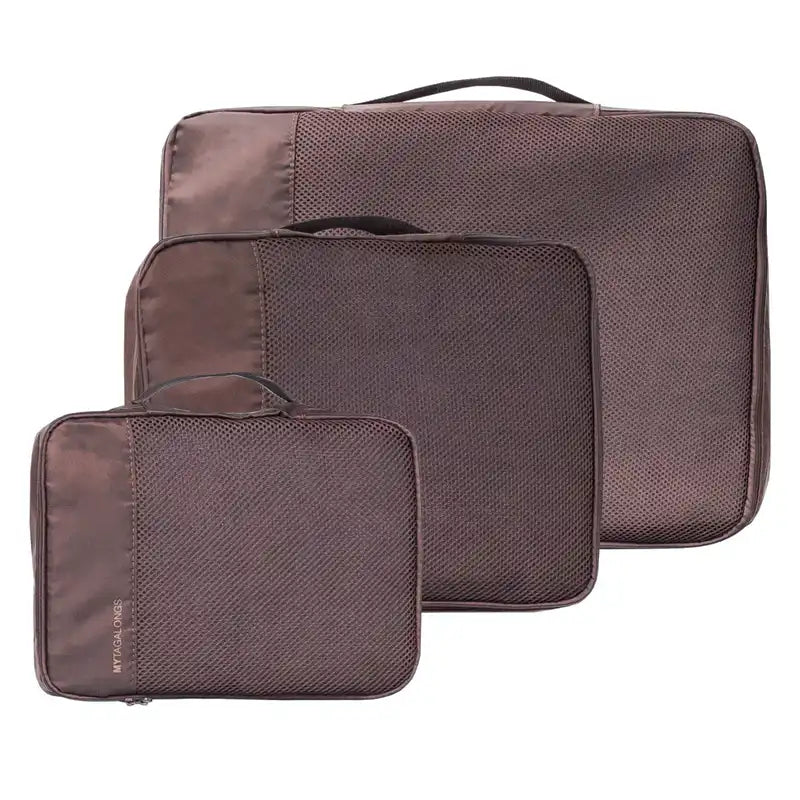 Set of three brown packing cubes