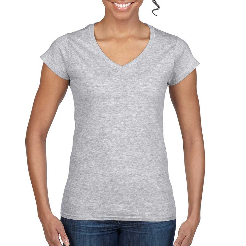 Sport Grey Ladies Cotton V Neck Tee Shirt