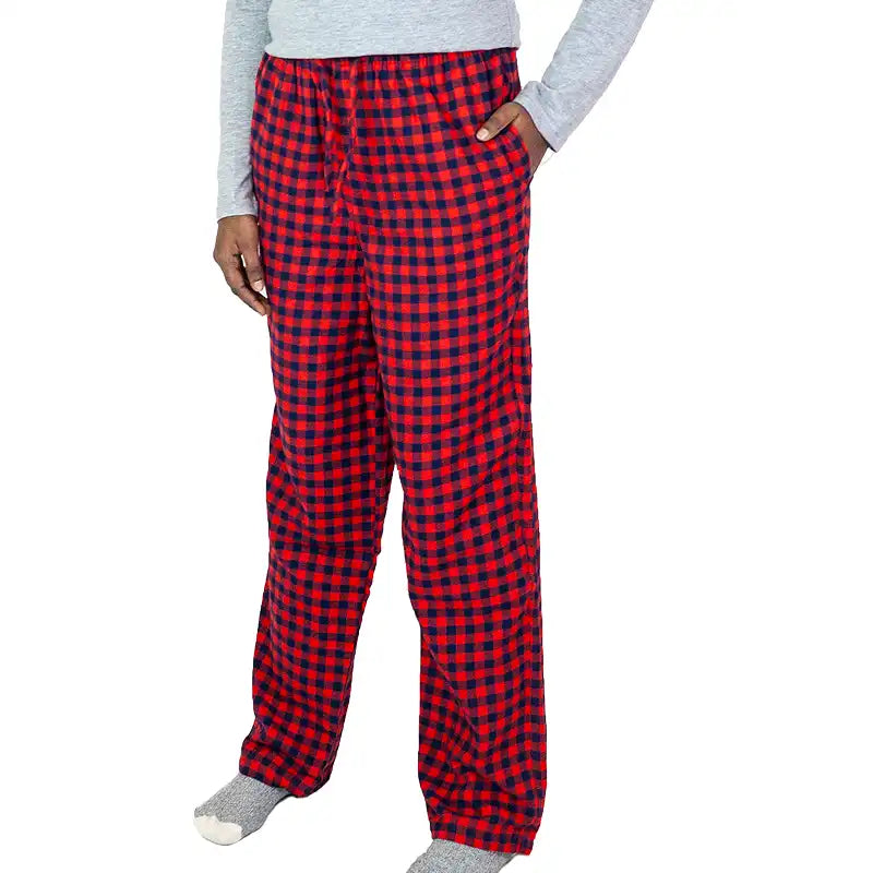 Red Plaid Flannel Pants for Adults