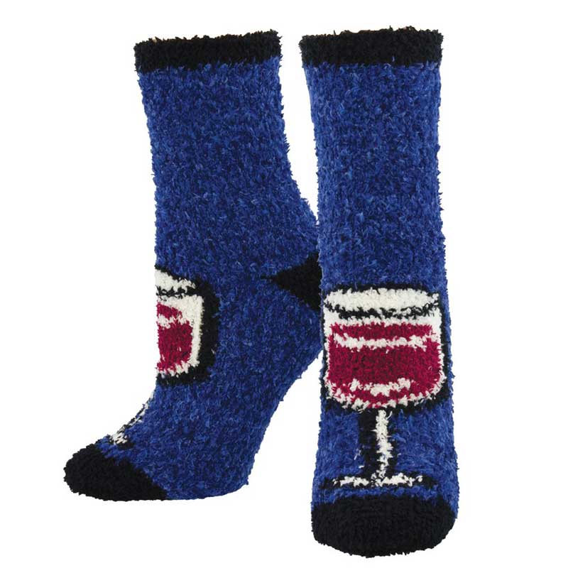 Socksmith Blue 'Wine Wednesday' Printed Plush Women's Socks