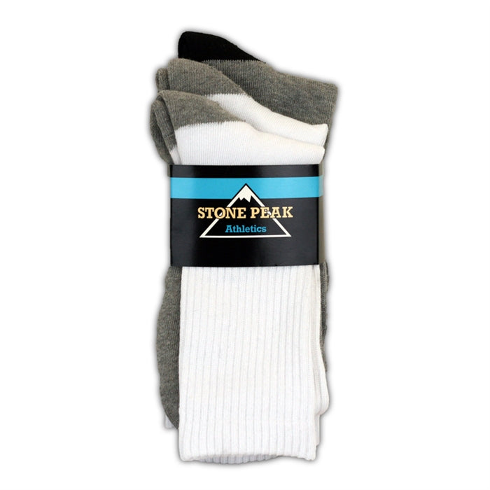 Stone Peak Adult Crew Sport Socks - Mixed 3pk